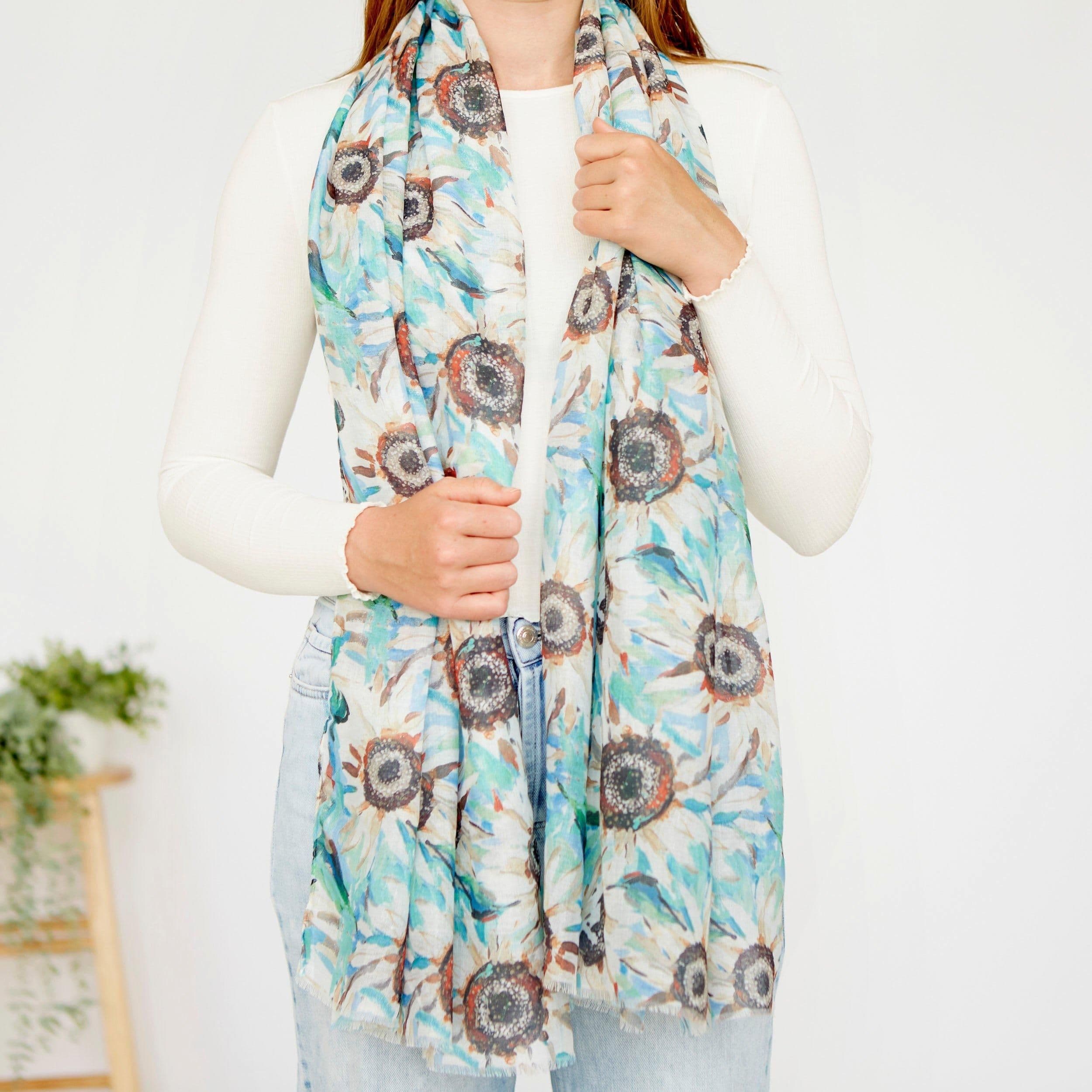 Abstract Sunflower Print Scarf