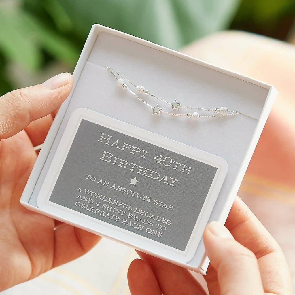 40th Birthday Sterling Star Bead Bracelet