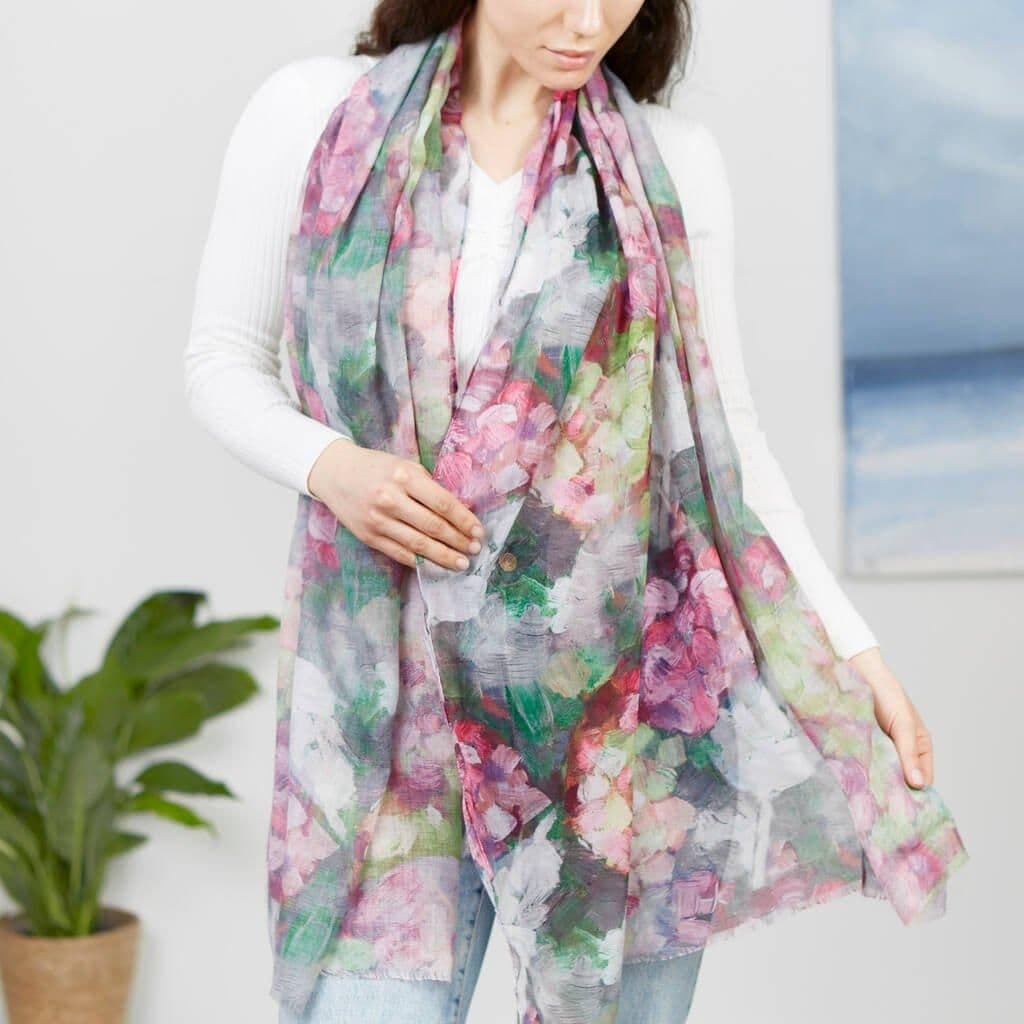Abstract Flower Print Scarf