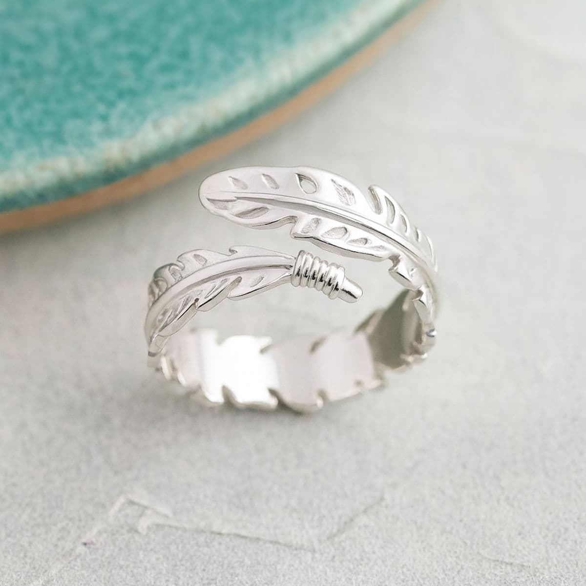 Sterling Adjustable Feather Ring