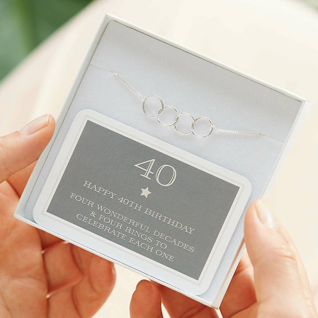 40th Birthday Sterling Four Ring Bracelet cm