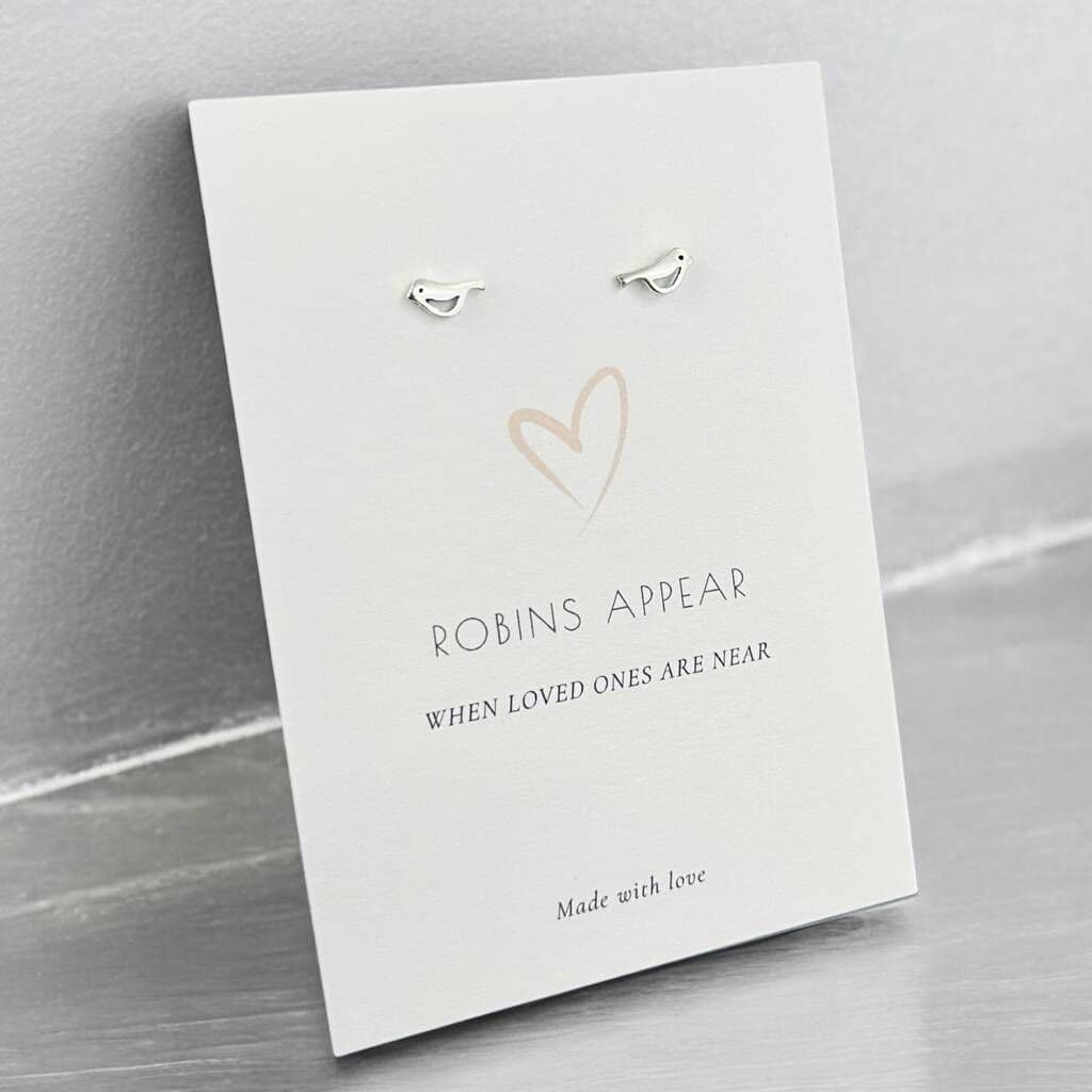 Robins Are Near When Loved Ones Are Near Sterling Robin Bird Earrings