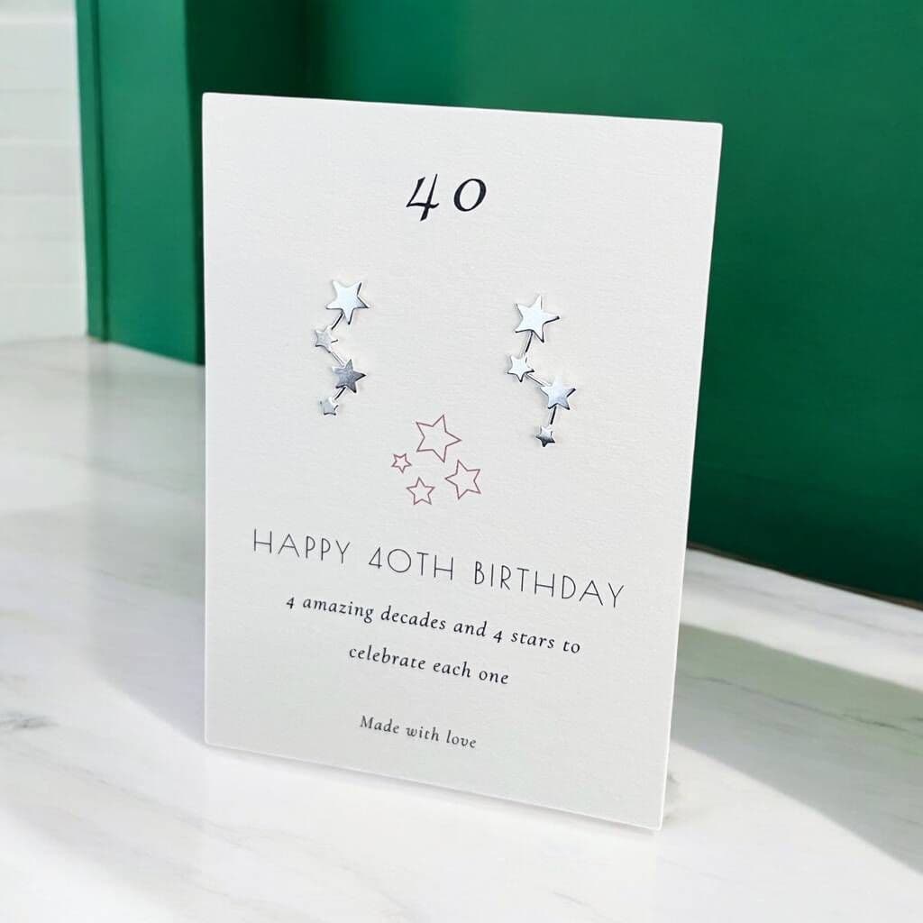 40th Birthday Sterling Four Star Earrings