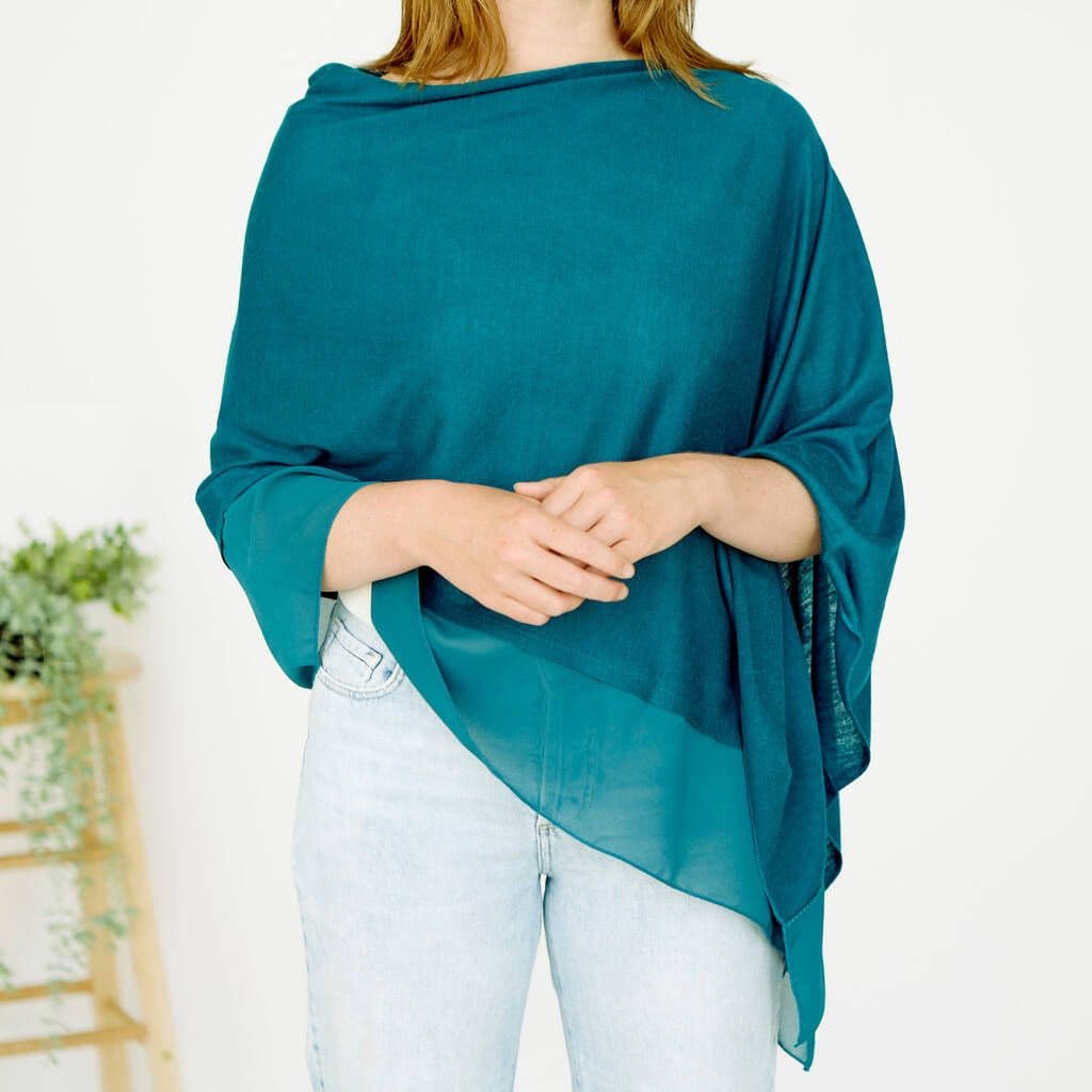 Peacock Light Weight Wool Mix Poncho