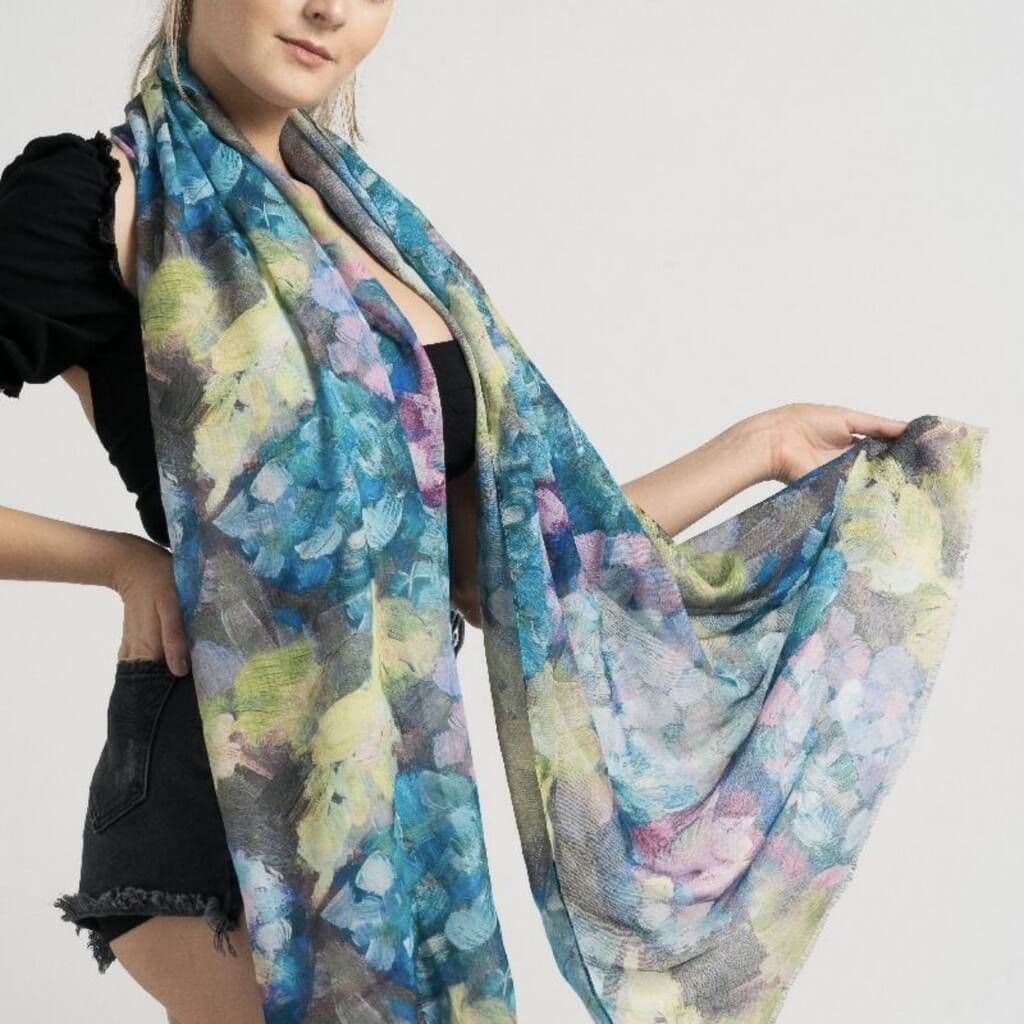 Abstract Flower Print Scarf