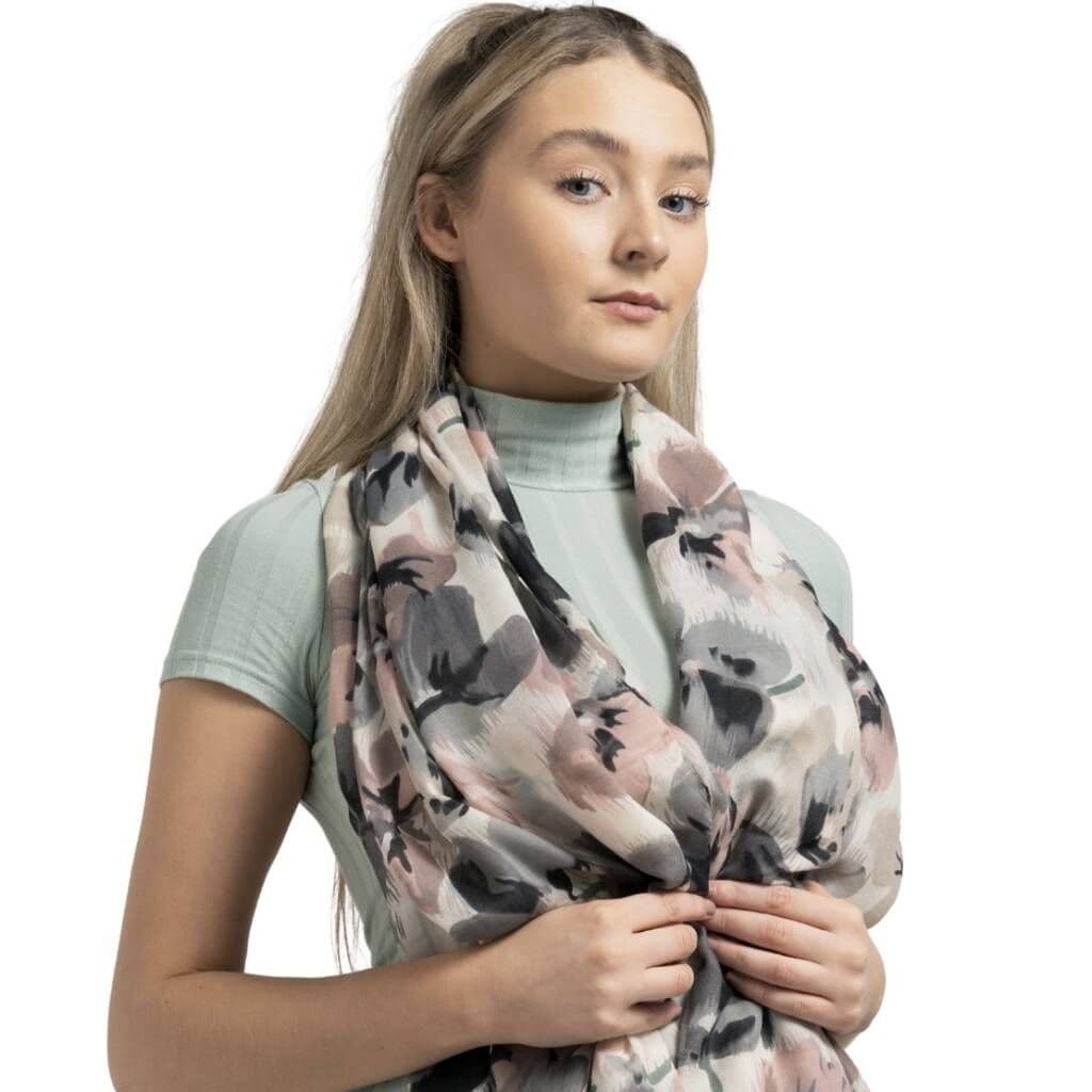 Grey & Flower Sketch Scarf