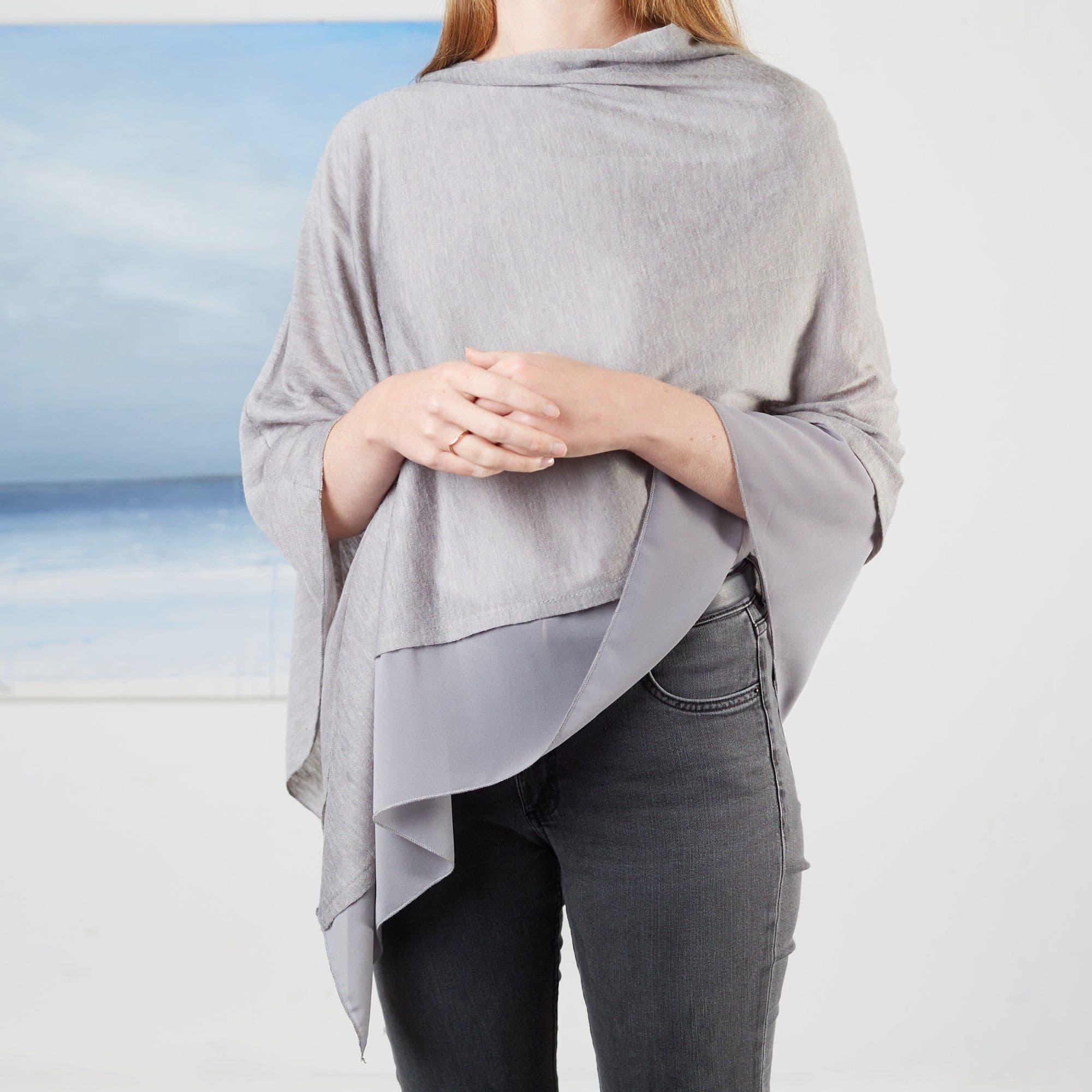 Fossil Light Weight Wool Mix Poncho