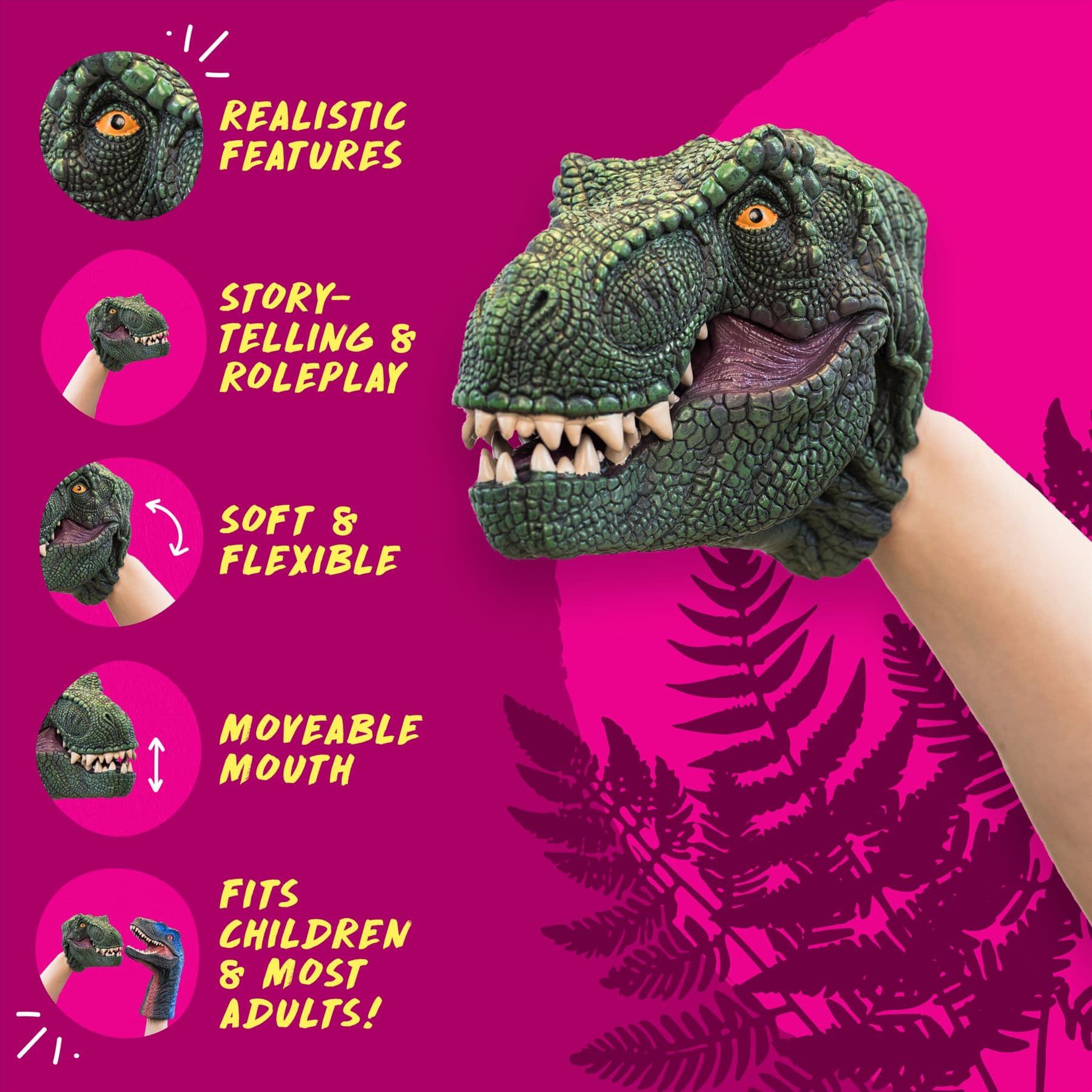 Hand Puppet - T-rex - Green