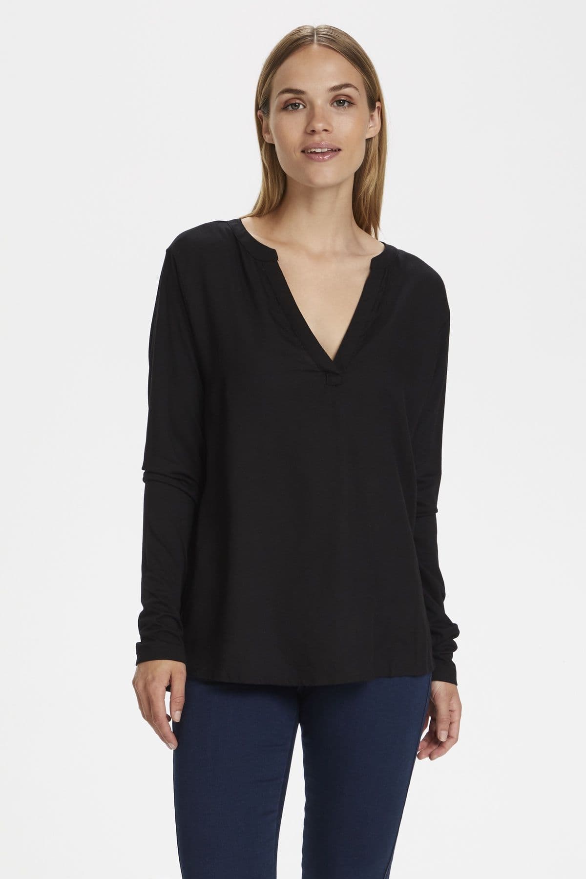 Calina Long Sleeve V Neck Blouse