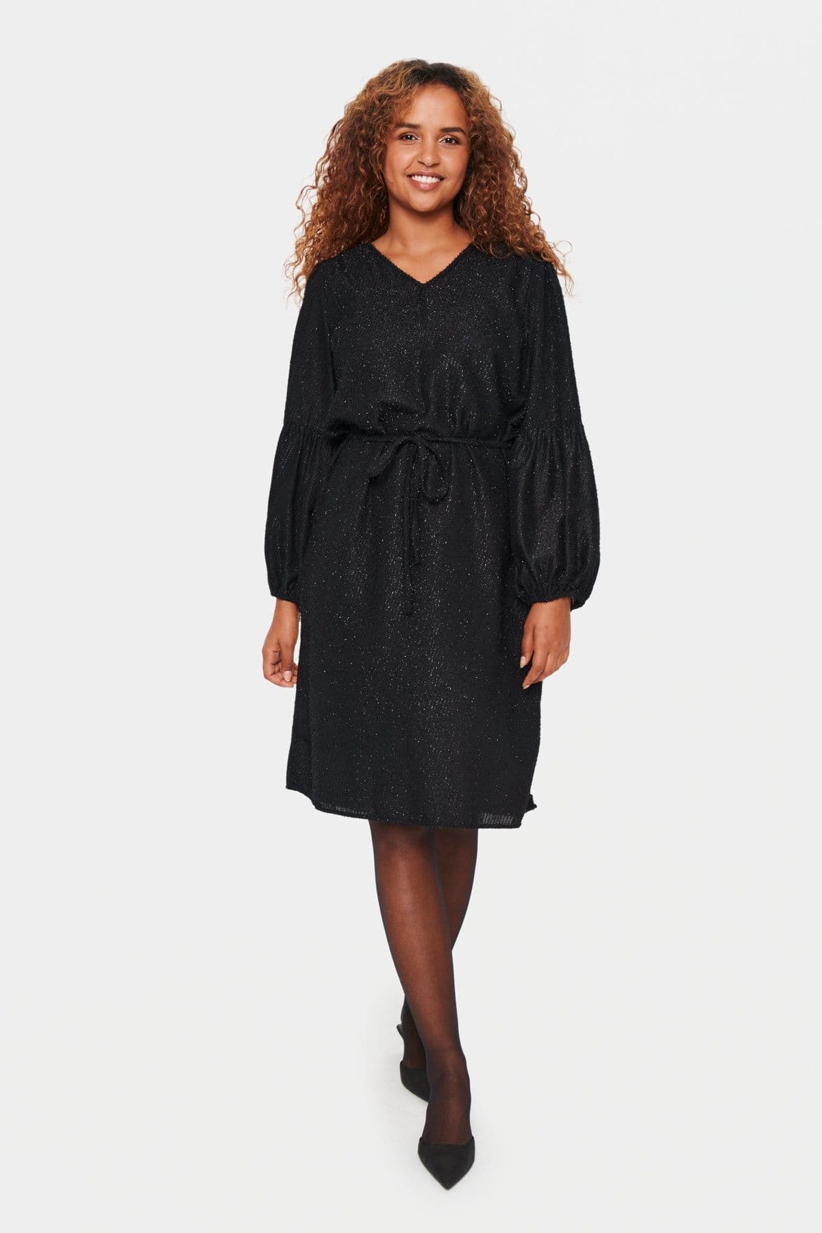 BriSZ V neck Glitter Casual Fit Dress