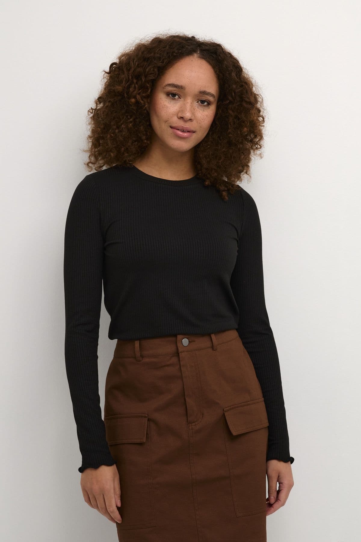 Drew Long Sleeve Rib Knit T Shirt