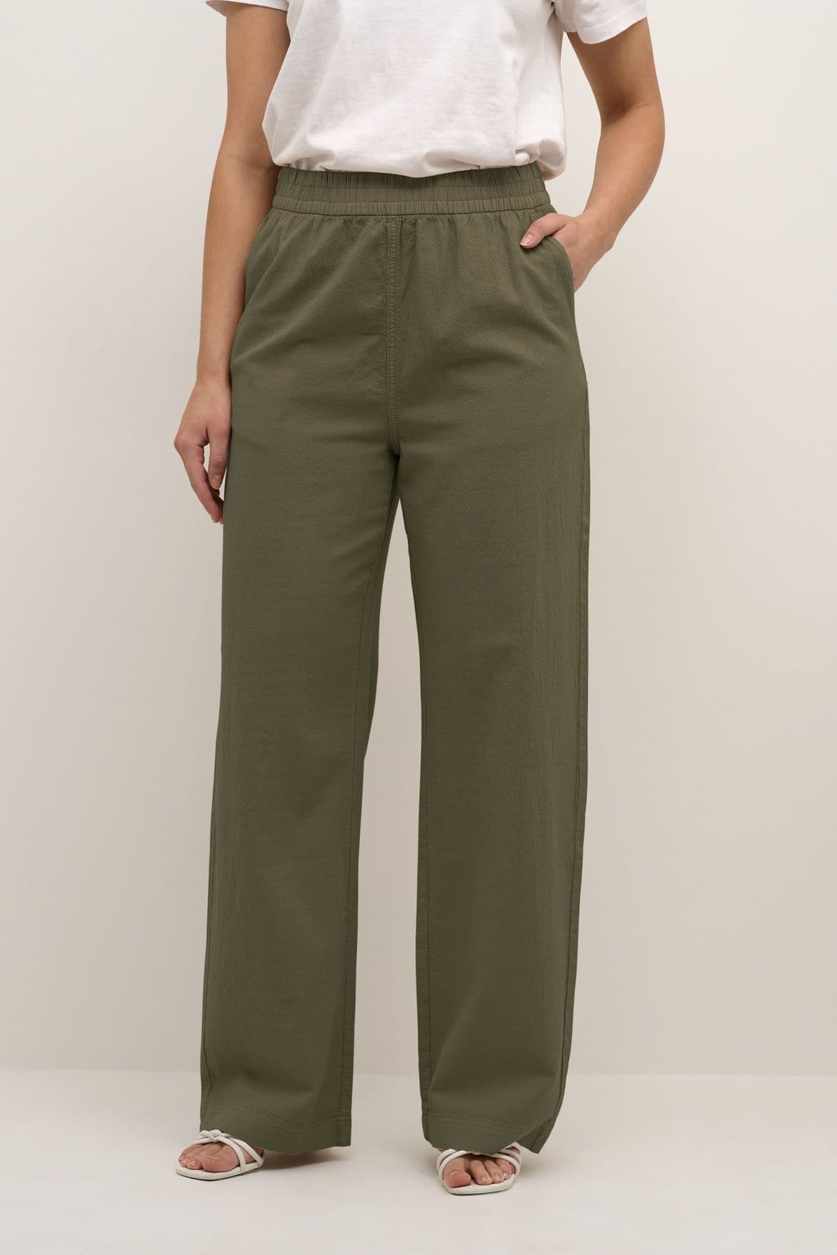 Naya Elastic Waist Casual Wide Trousers