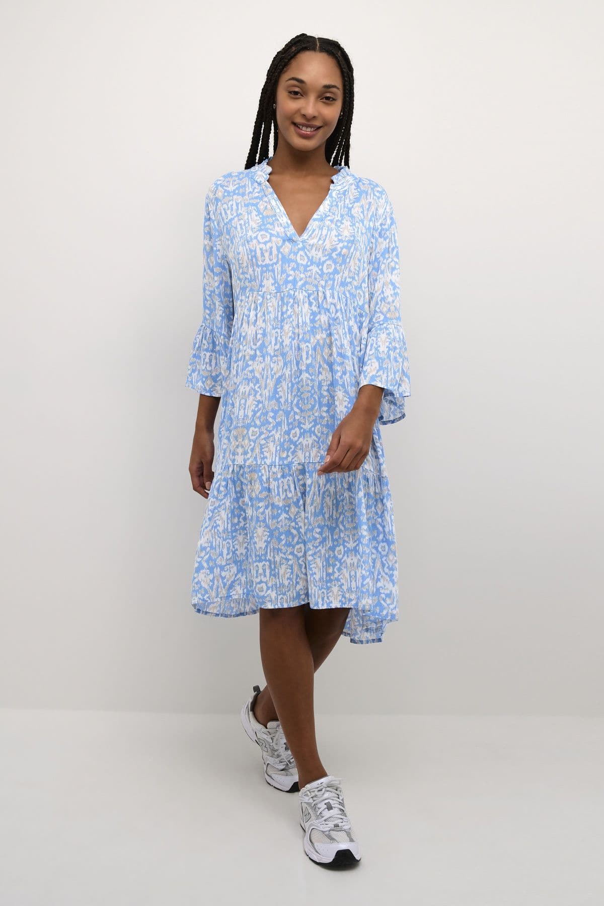 Lisa Tiered Knee Length Printed Dress