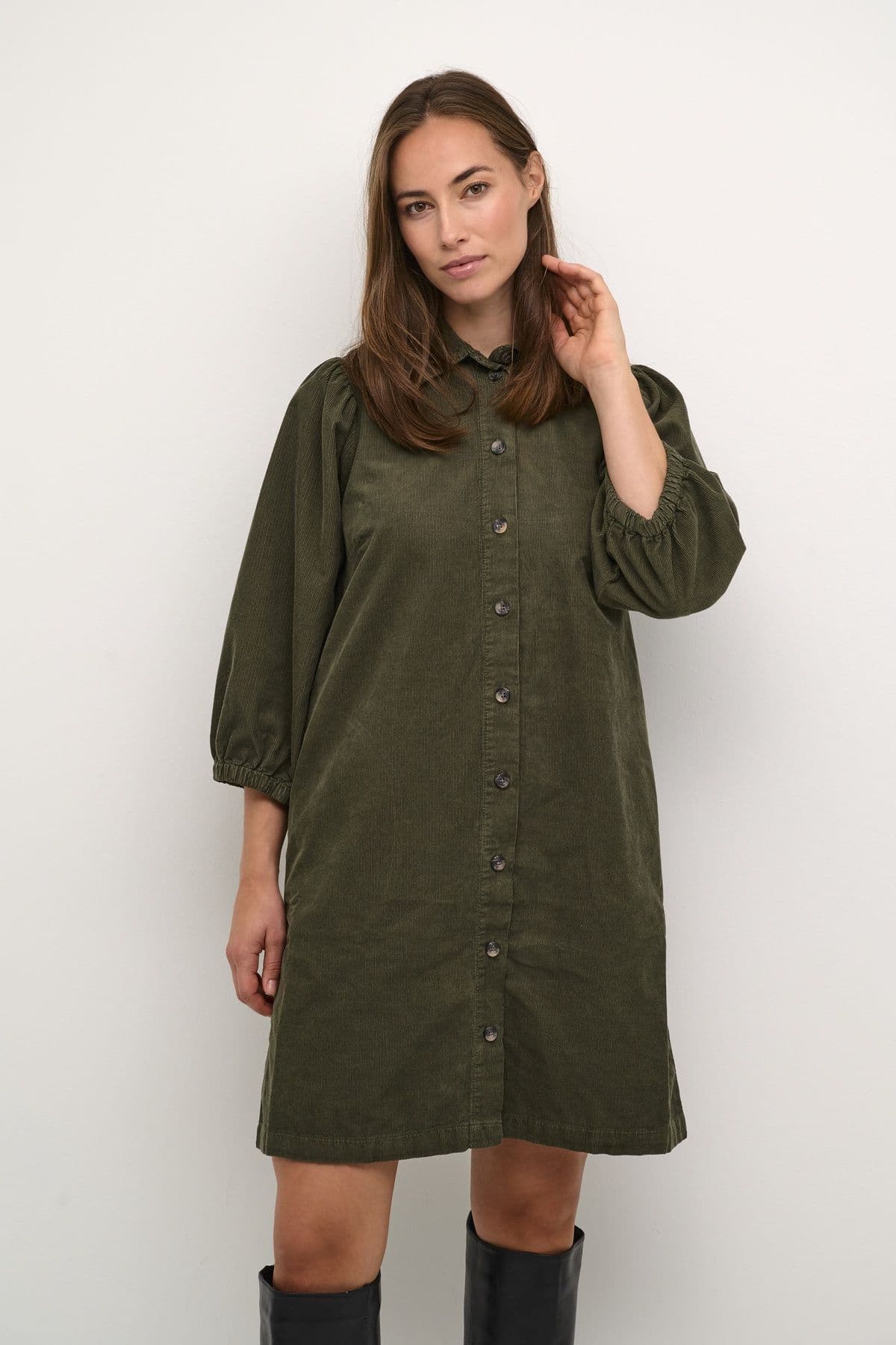 Eva Corduroy Above Knee Length Dress