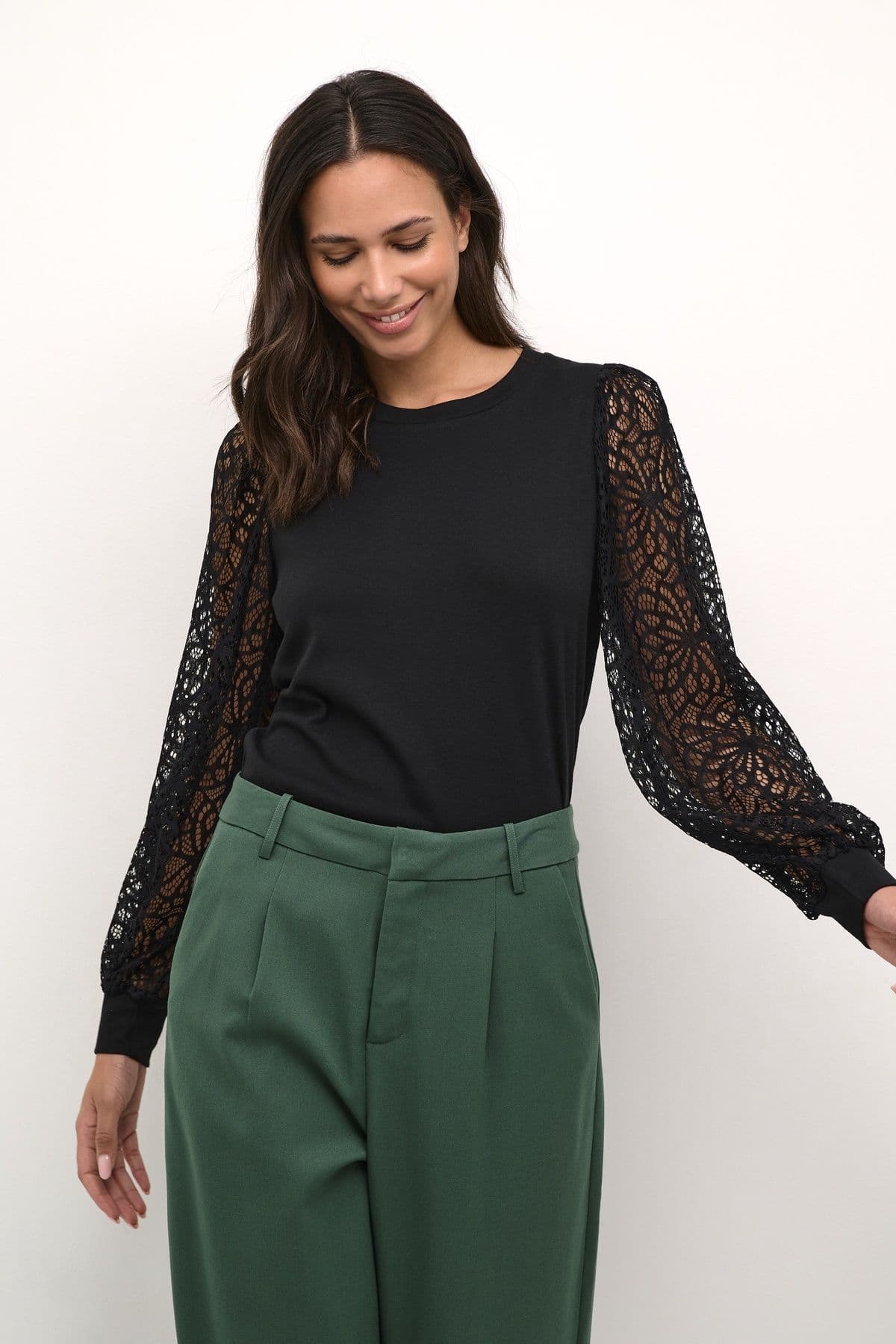 Becca Lace Sleeve Regular Fit Blouse