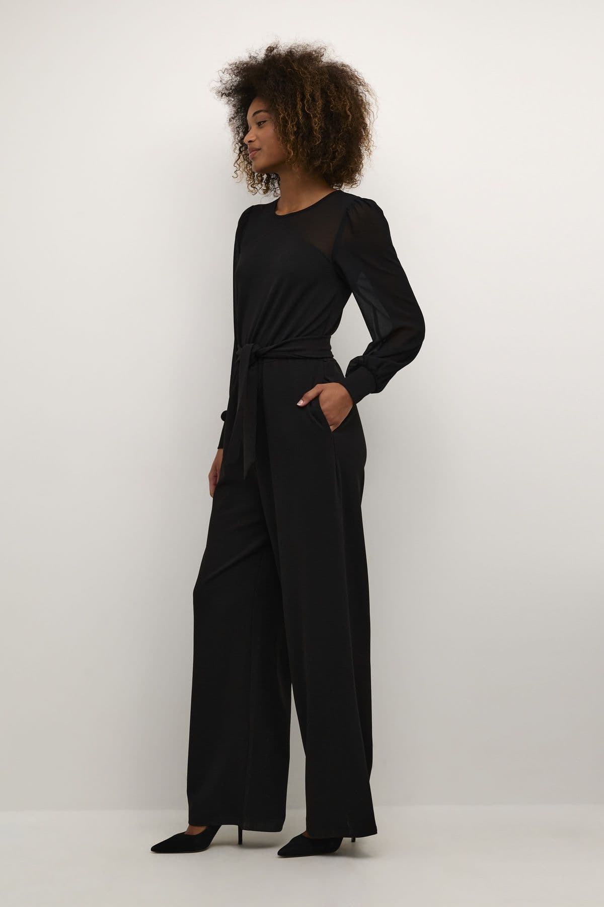 Emily Long Sleeve Belted Jumpsuit