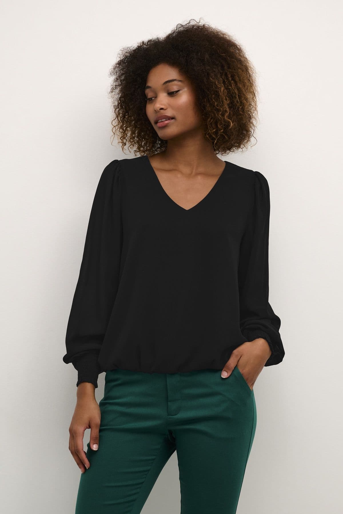 Nikka Chiffon V Neck Casual Fit Blouse