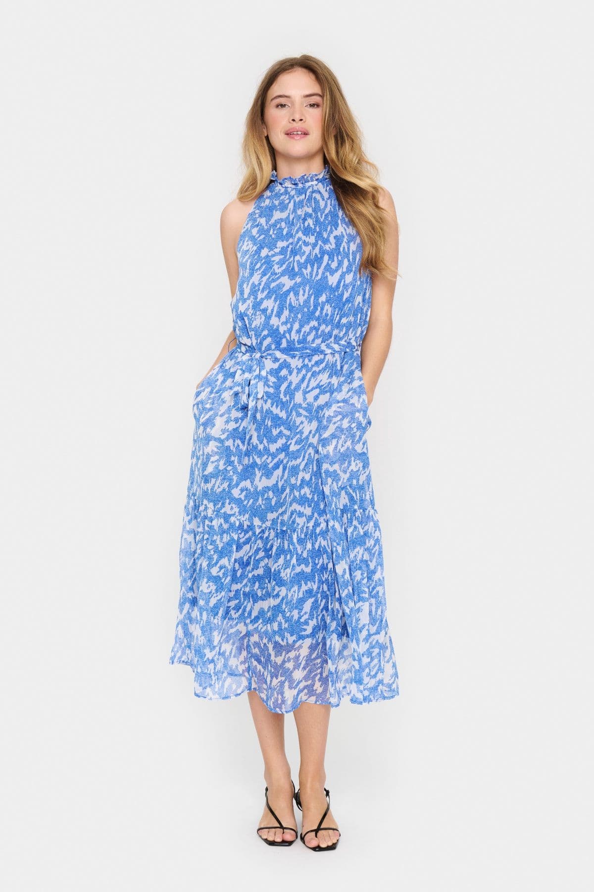 Elfa Halterneck Printed Chiffon Dress