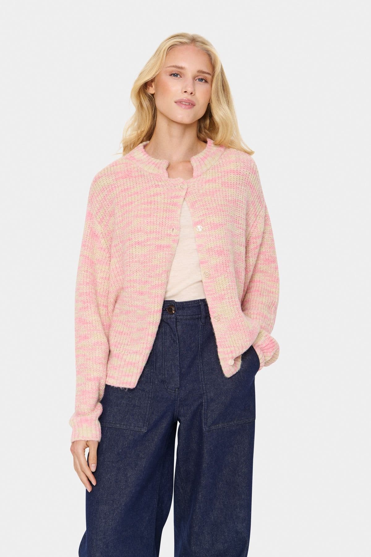 GustaSZ Collar Button Melange Cardigan