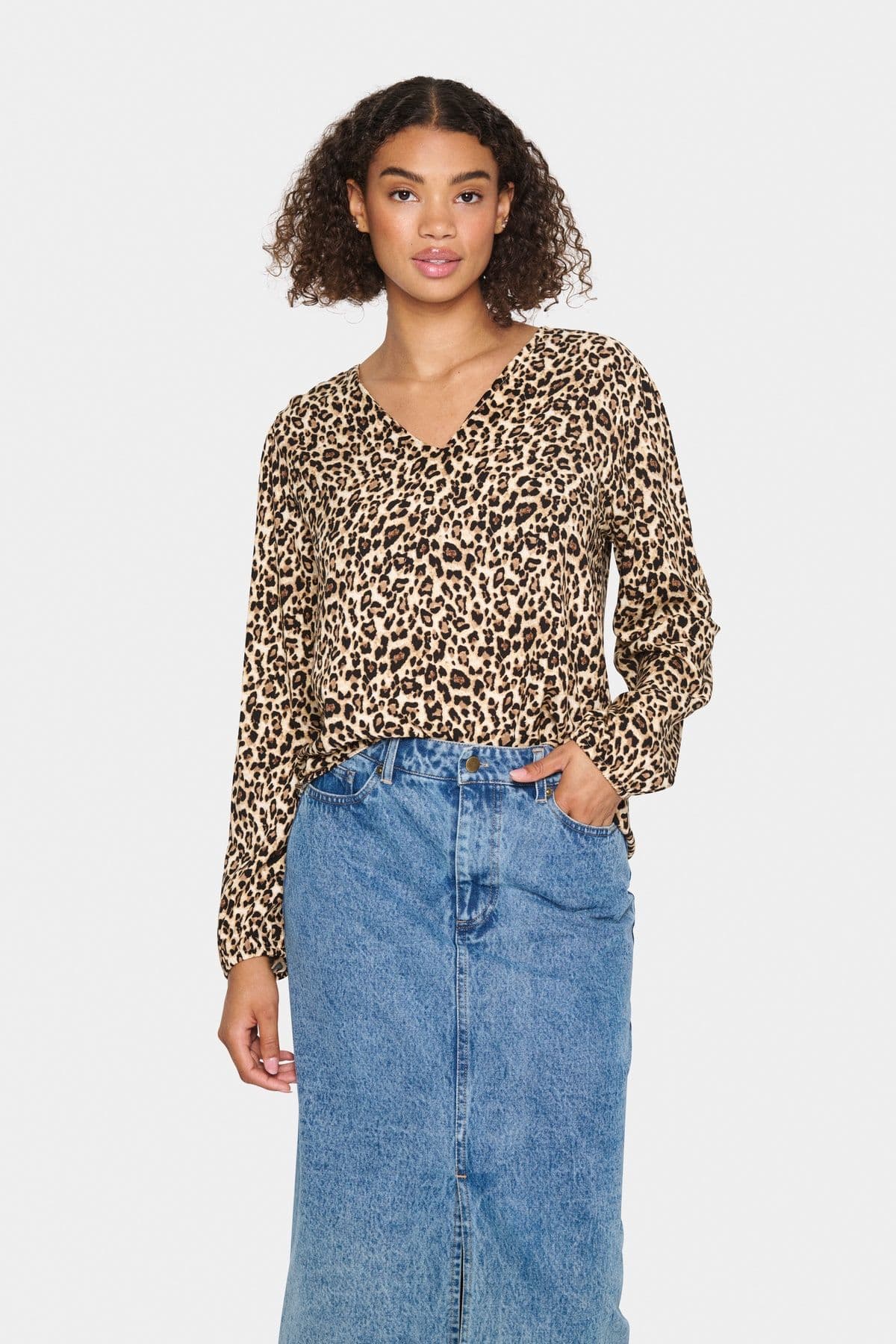 GazelSZ Long Sleeve V neck Blouse
