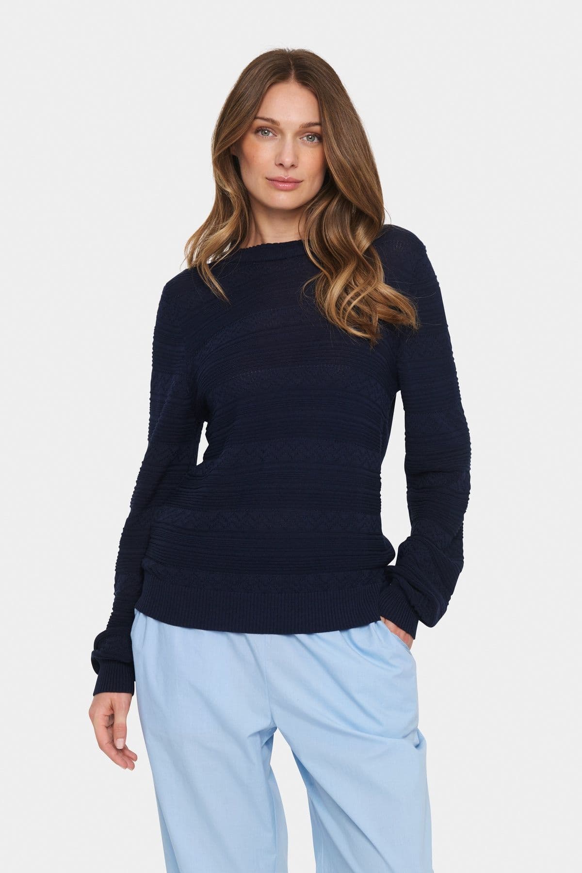 Francella Crew Neck Patterned Pullover