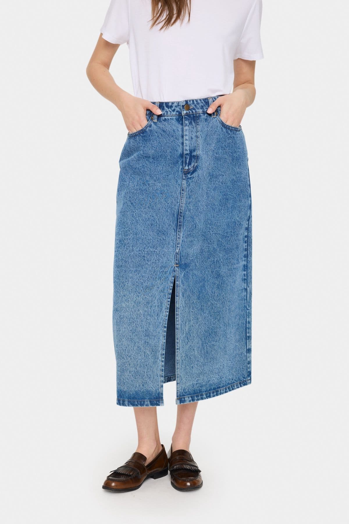 GabiSZ Denim High Waist Midi Skirt