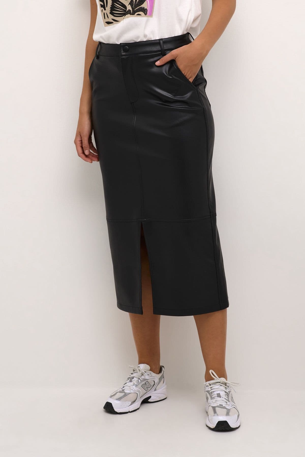 Alina Faux Leather Midi Skirt