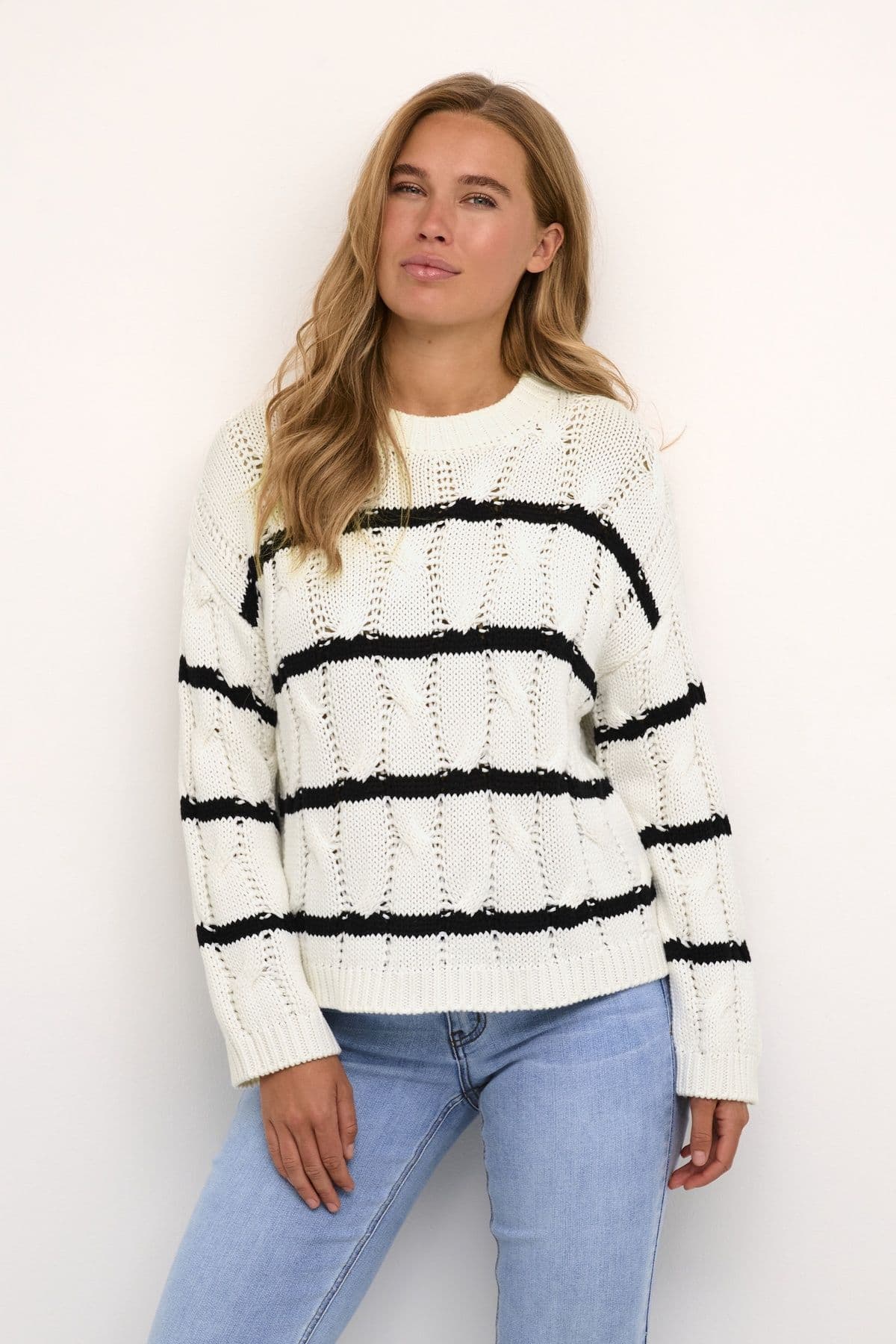 Ella Striped Cable Knit Pullover