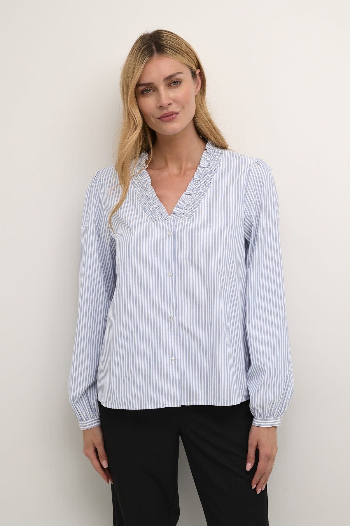 Maibritt V Neck Frill Shirt