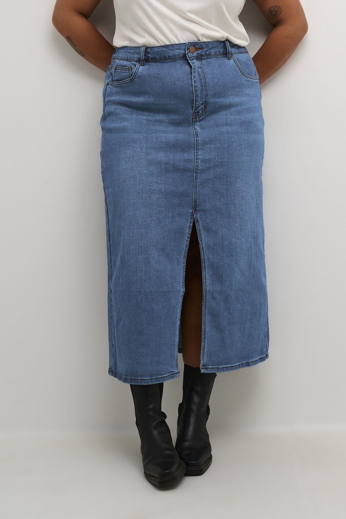 Sinem Denim Midi Length Skirt