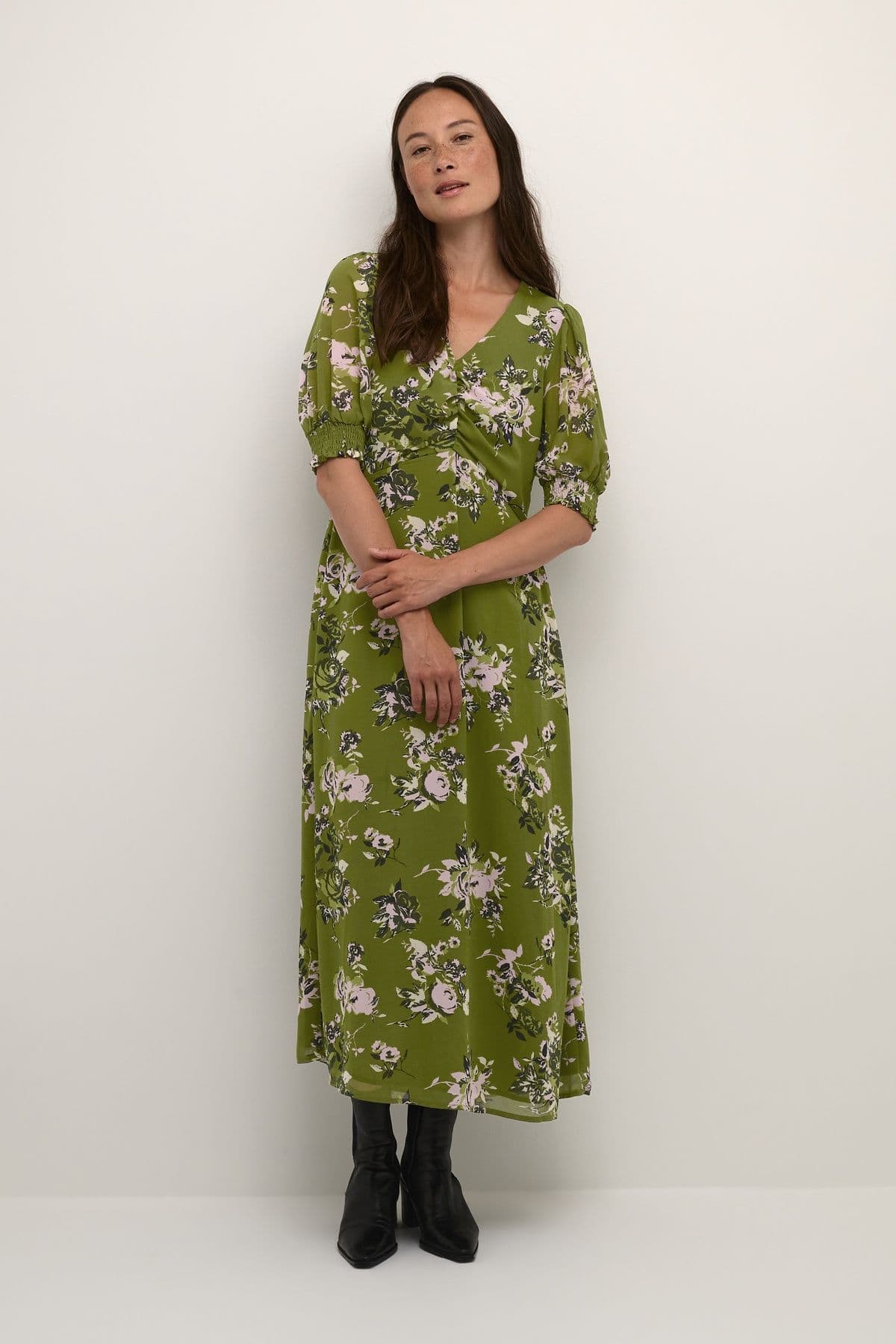 Vita V Neck Half Sleeve Maxi Dress