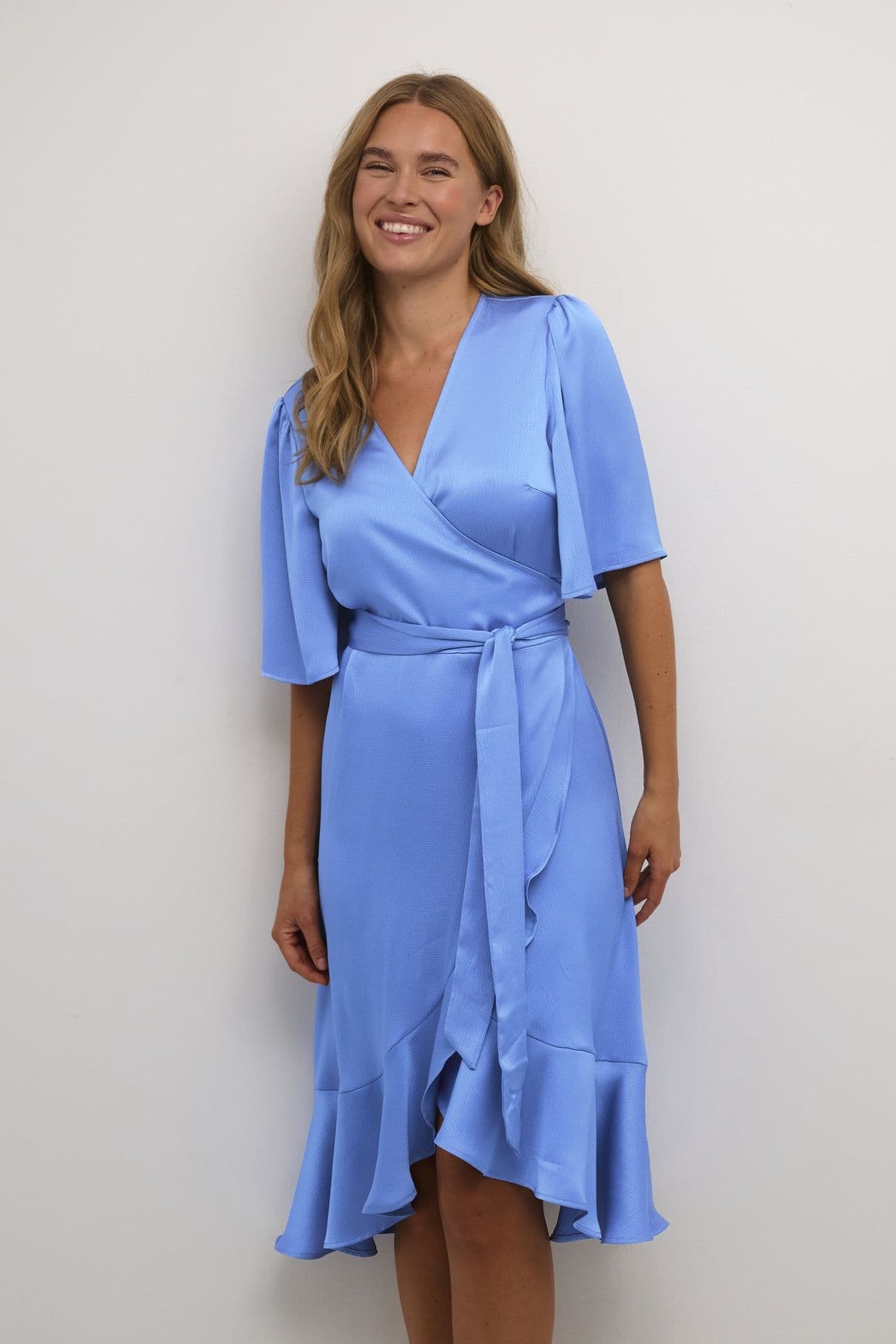 Lotte Knee Length Satin Wrap Dress