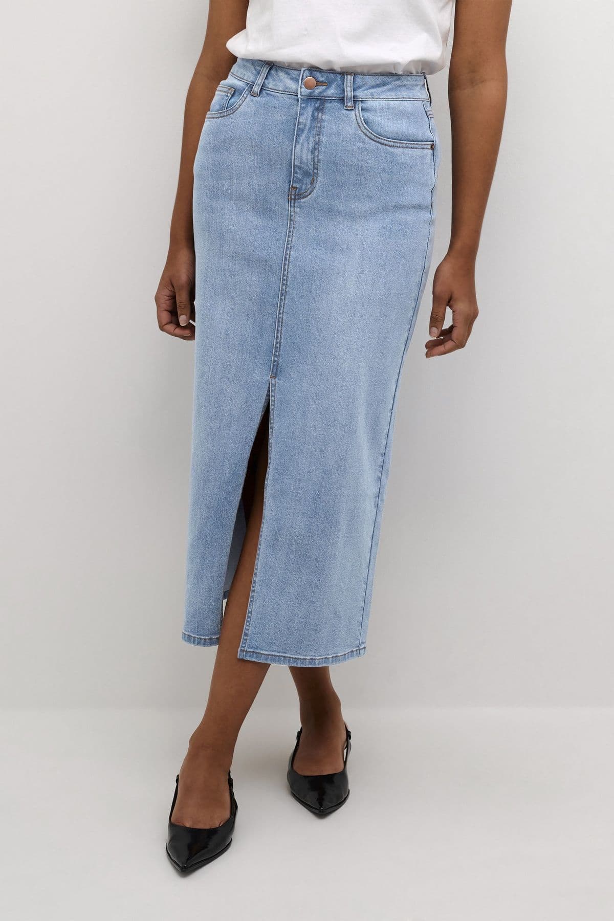 Sinem Denim Midi Length Skirt
