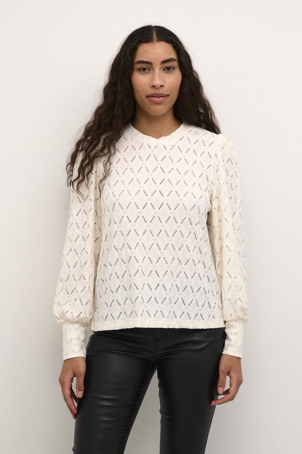 KAtine Round Neck Chunky Lace Blouse