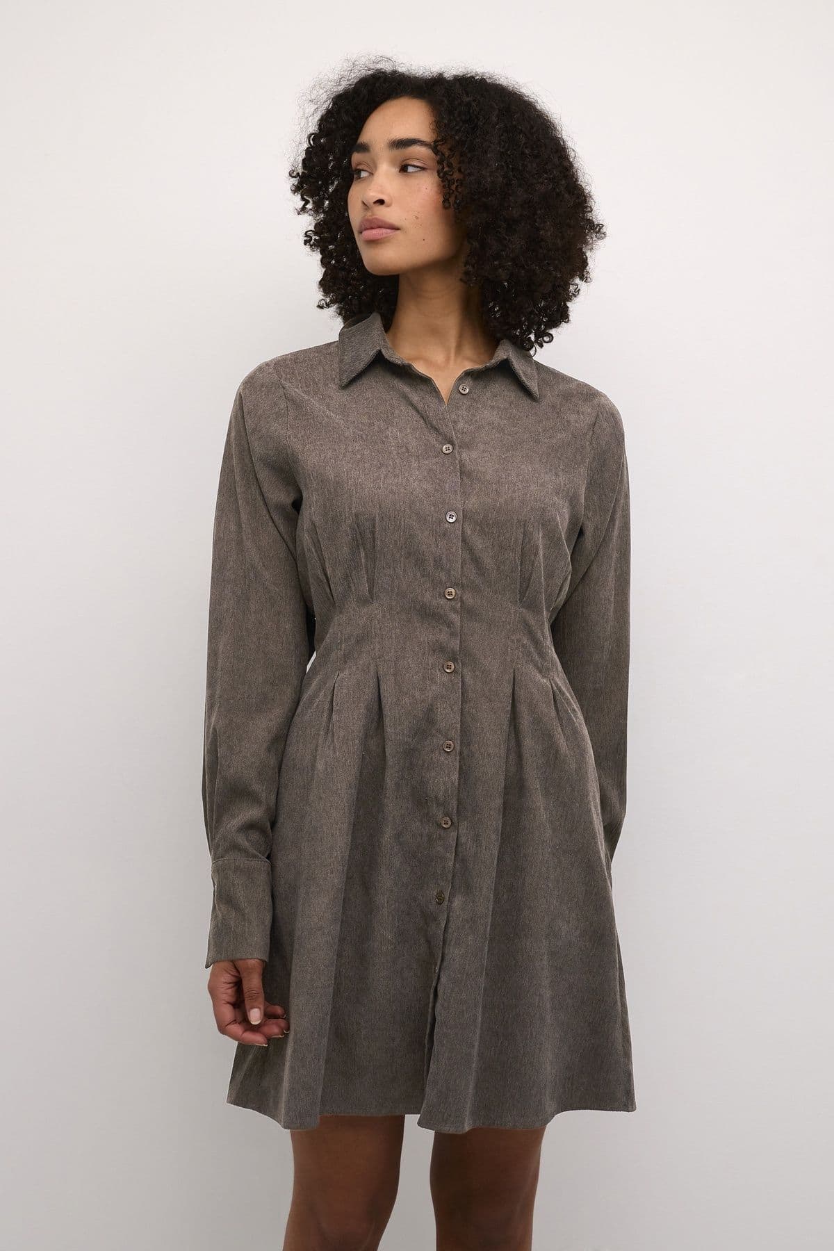 KAhermine Velvet Above Knee Shirt Dress
