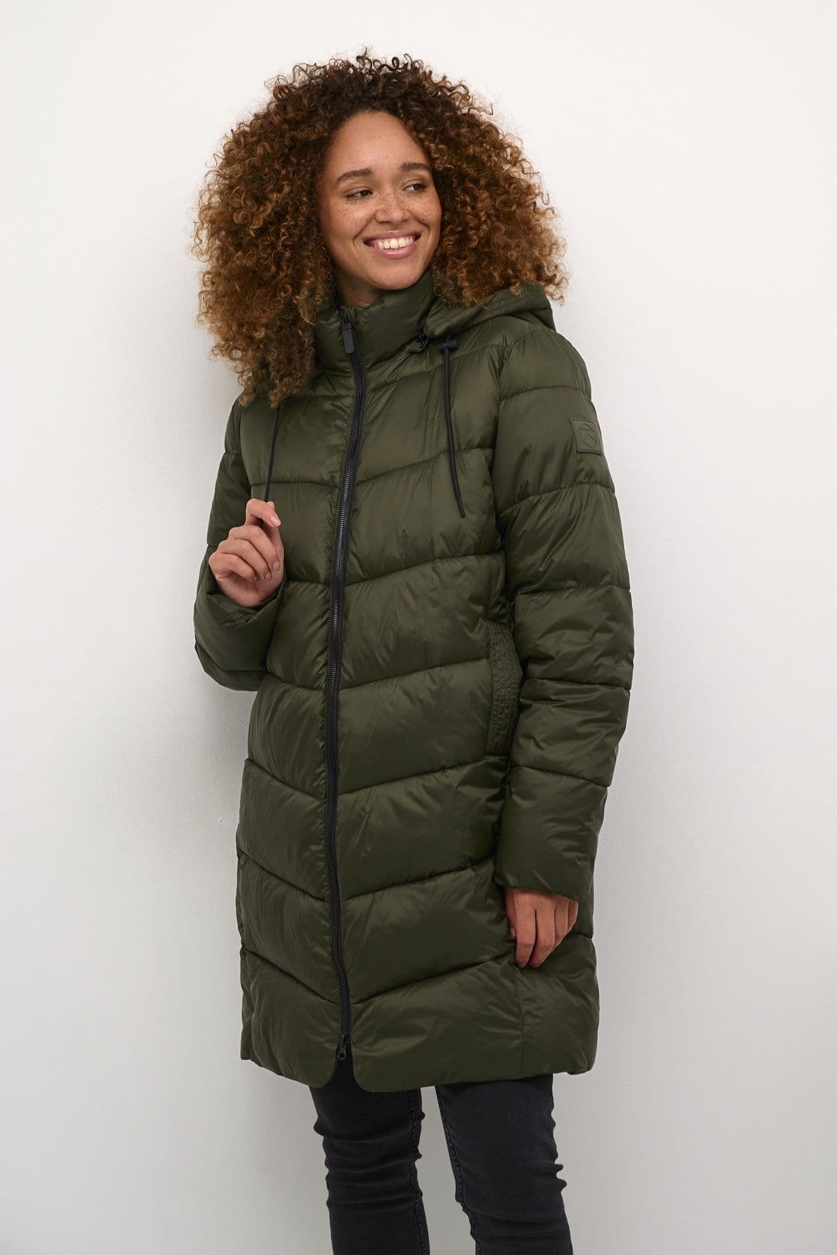 Susanne Hooded Zipper Puffer Coat Dark