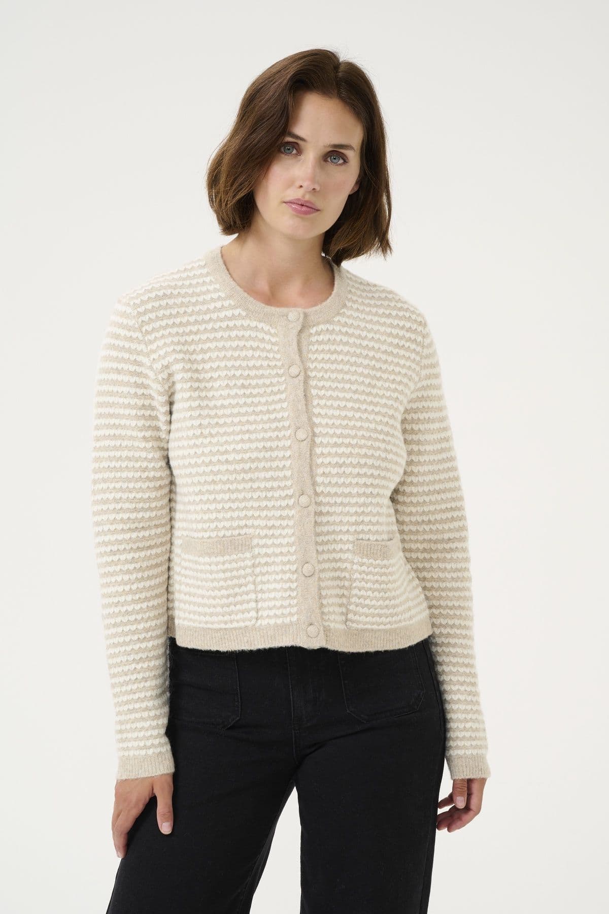 KAellery Button Round Neck Cardigan