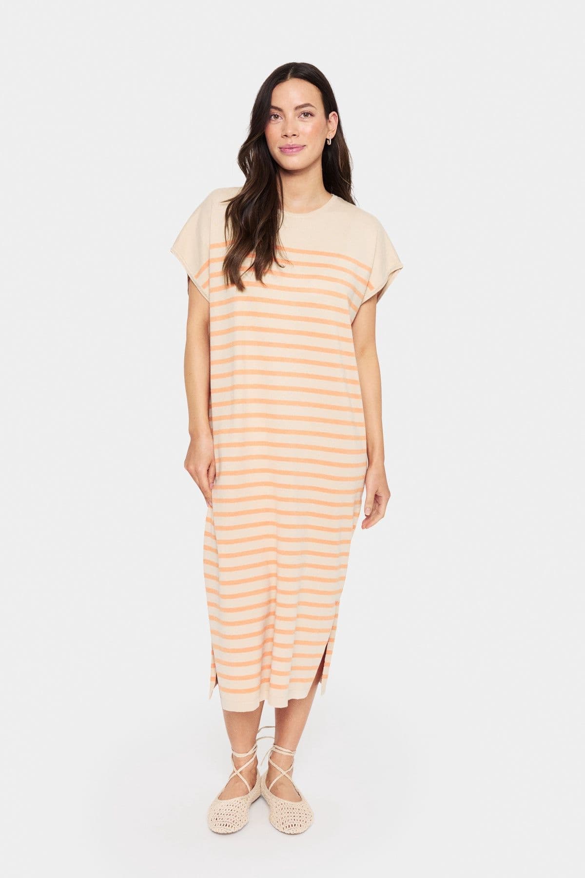 MilaSZ Striped Short Sleeve Midi Dress