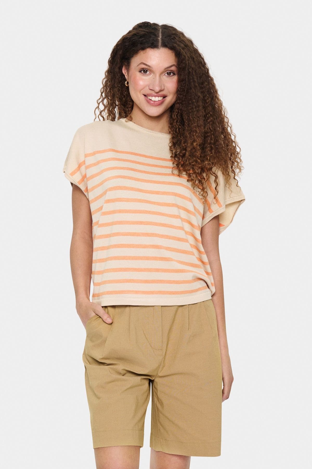 MilaSZ Striped Short Sleeve Pullover Light
