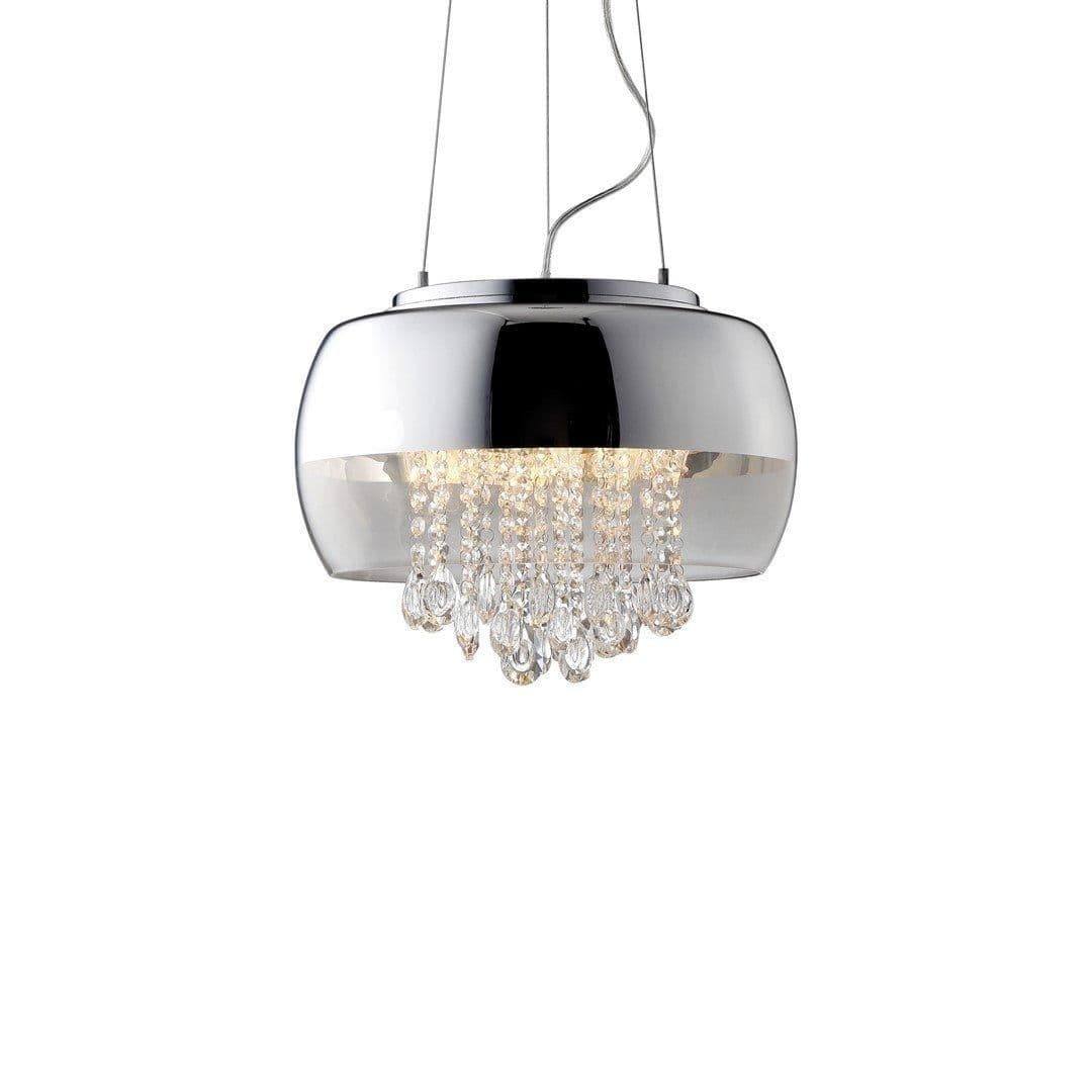 Luna Pendant Light Glass Chrome Suspended Crystals
