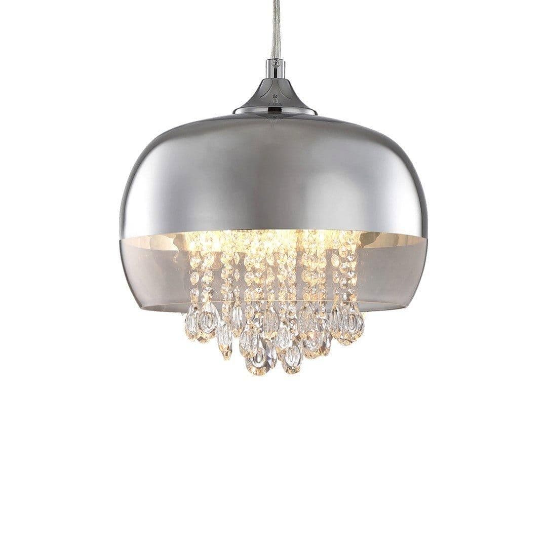 Luna Pendant Light Glass Chrome Suspended Crystals