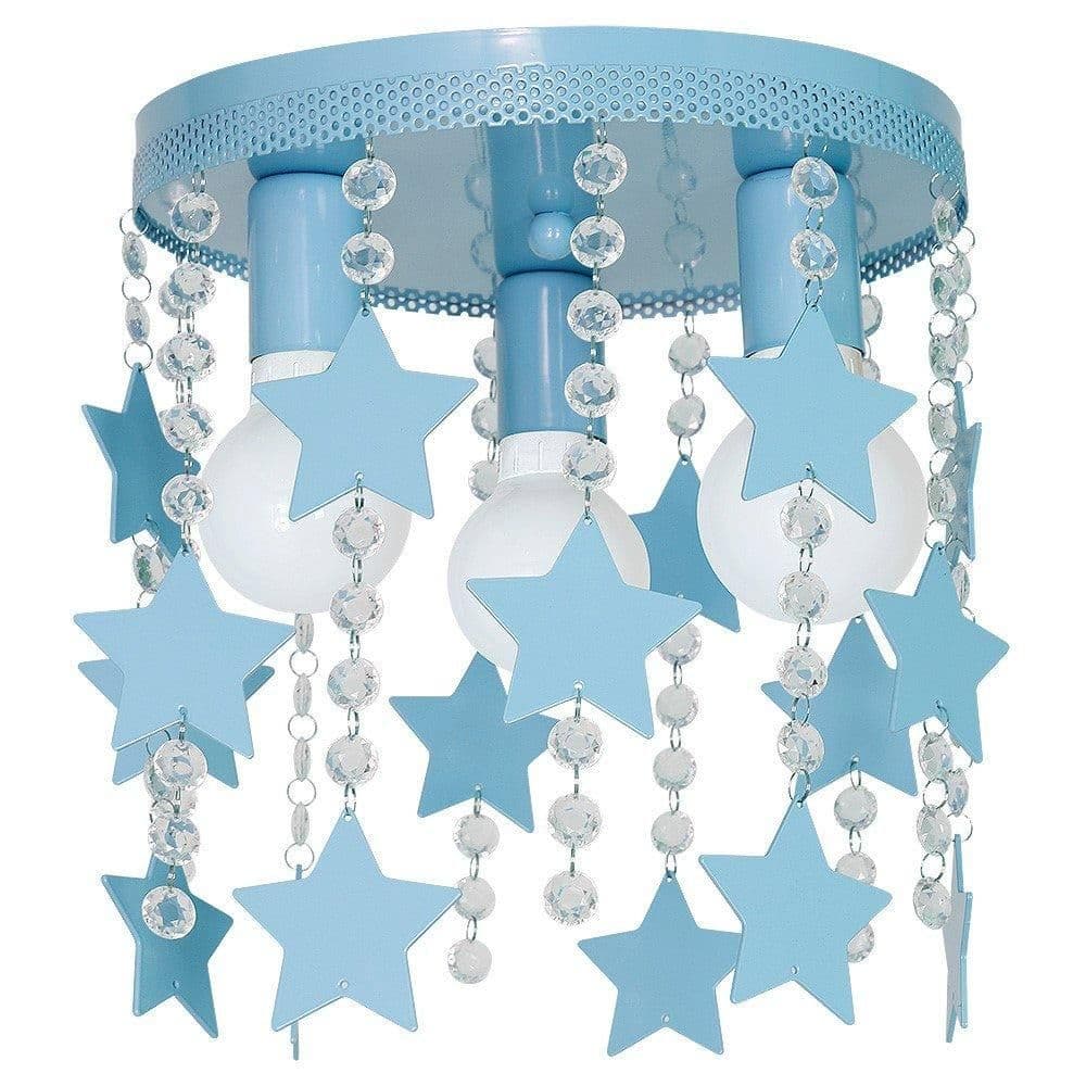 Star Ceiling Lamp powder Blue Hand Made Crystals Stars
