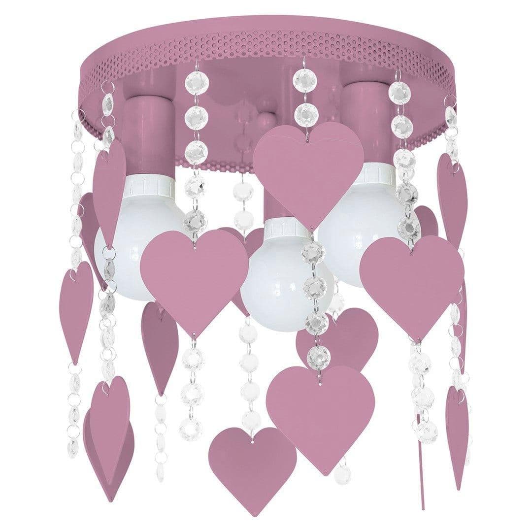 Corazon Ceiling Lamp Hand Made Pink Hearts Crystals