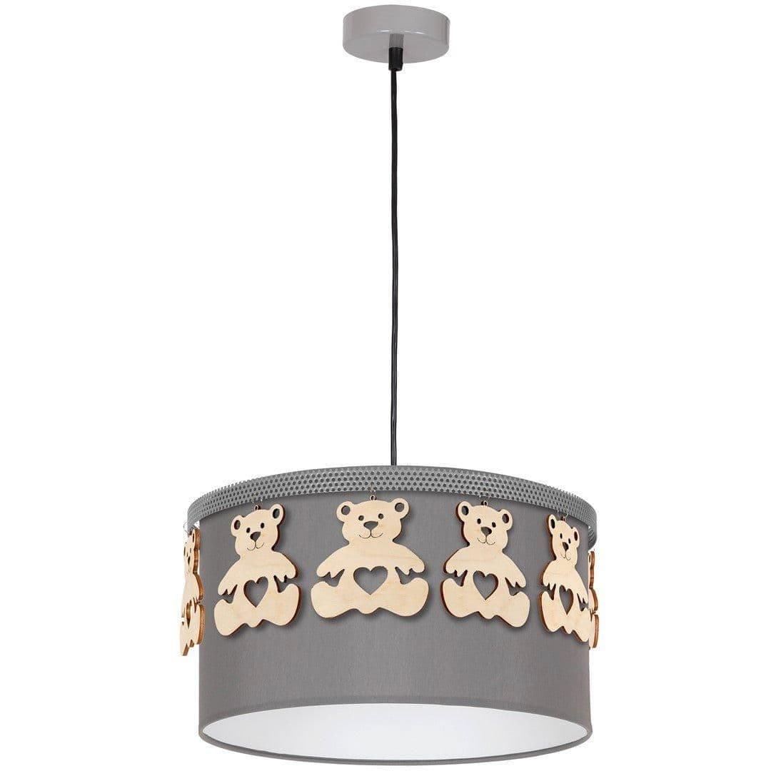 Mis Pendant Lamp Hand Made Fabric Natural Wooden Teddybears