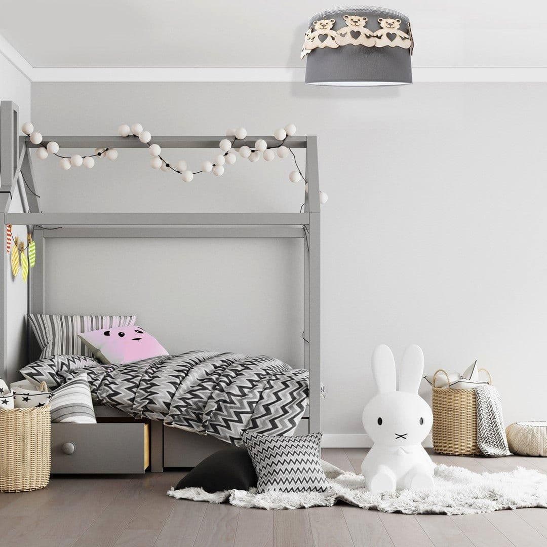 Mis Ceiling Lamp Hand Made Fabric Natural Wooden Teddybears