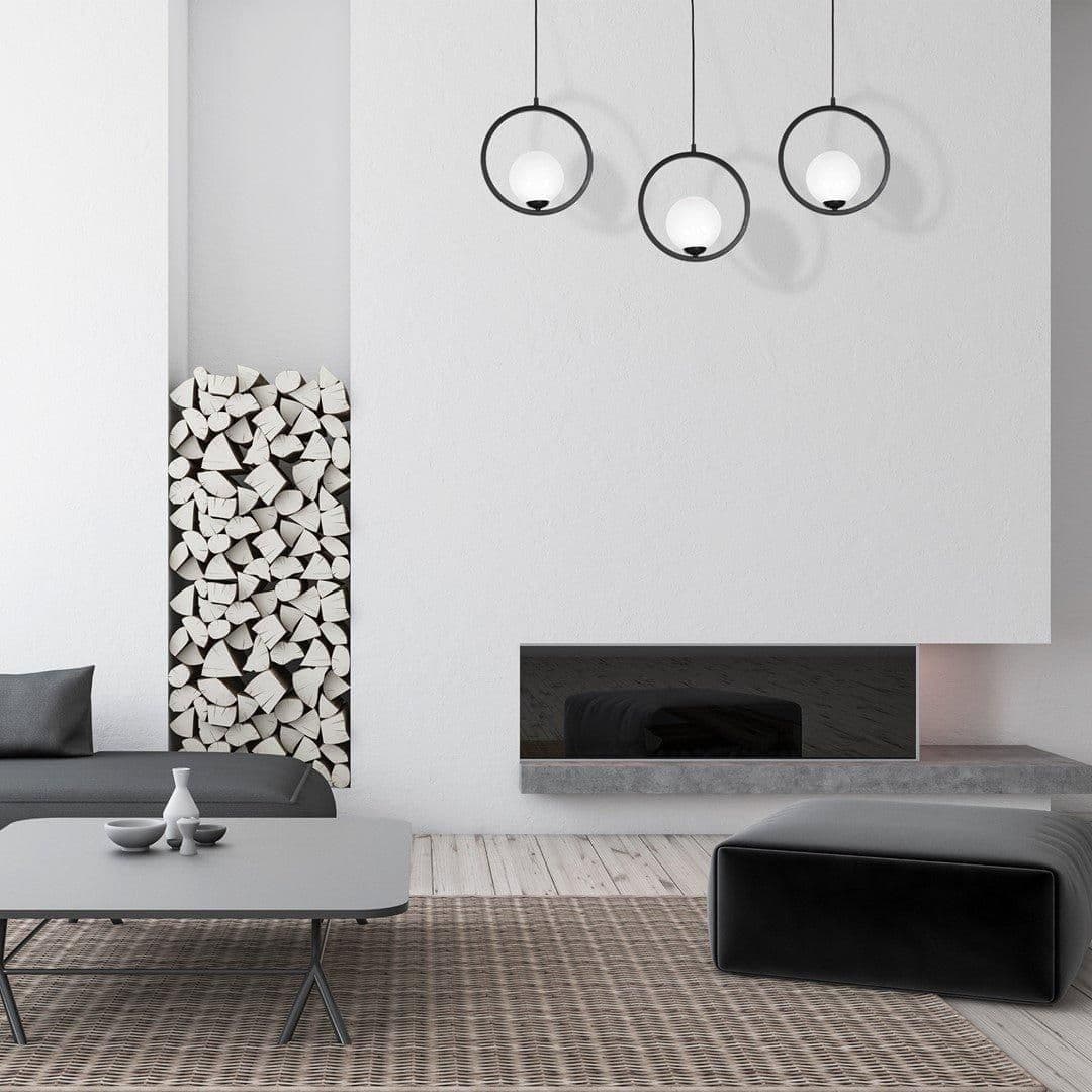 Boston Pendant Lamp Hand Made Metal White Glass