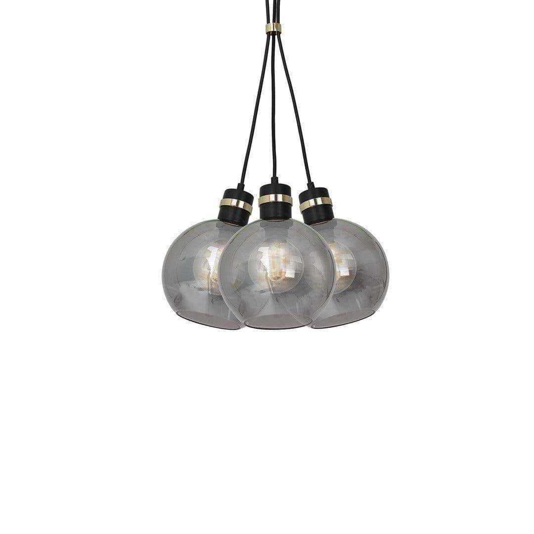 Omega Pendant Lamp Gold Hand Made Smoked Glass Spheres