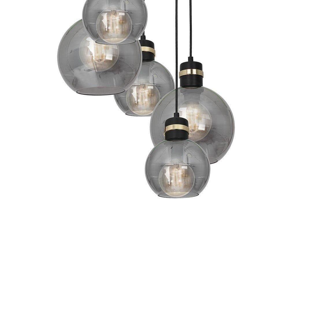 Omega Pendant Lamp Gold Hand Made Smoked Glass Spheres