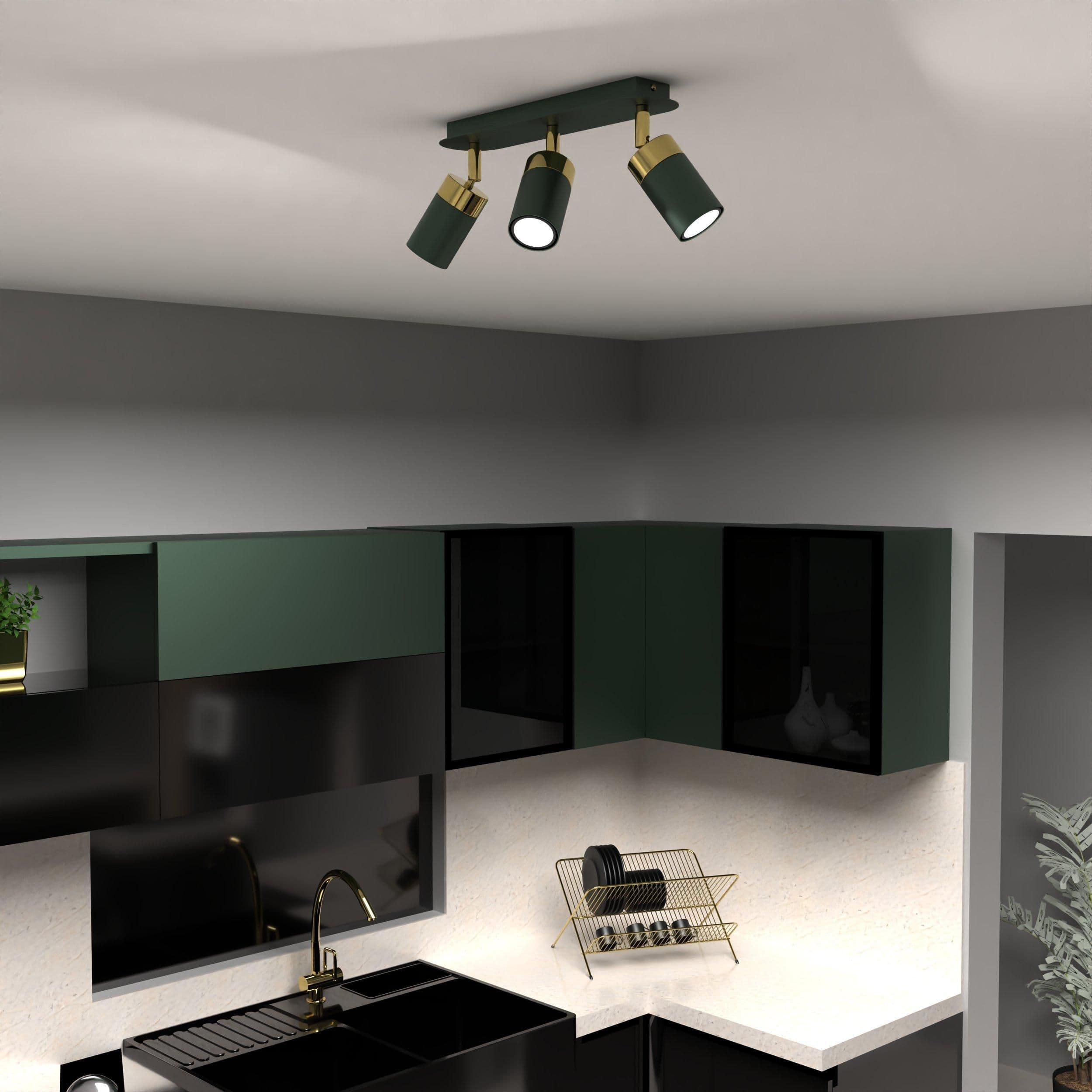 Ceiling Lamp Joker Green Gold 3XGU10
