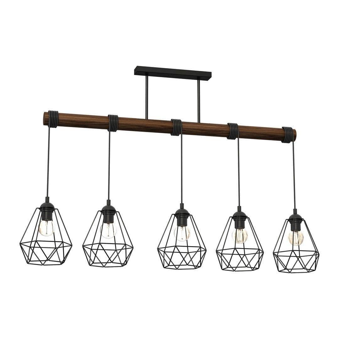 Acero Hand Made Pendant Lamp Steel Natural Dark Wood